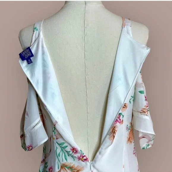 Disney Beauty and The Beast Floral Cold Shoulder Dress - Picture 7 of 11